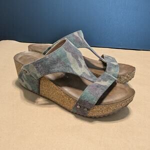 Boutique by Corkys Lilo Canvas Camo Wedge Cork Sandals Peep Toe Twee Summer Boho